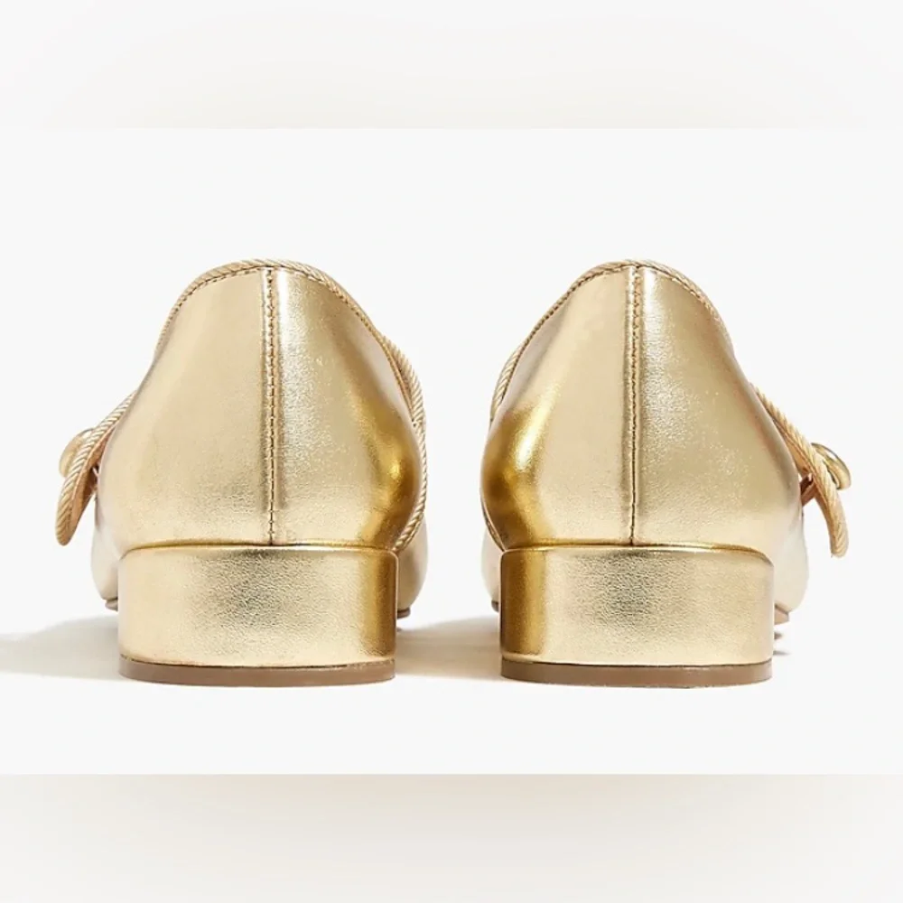 J. Crew Girl’s Gold Metallic Low Heel Mary Jane’s Dress Ballet Shoes 11